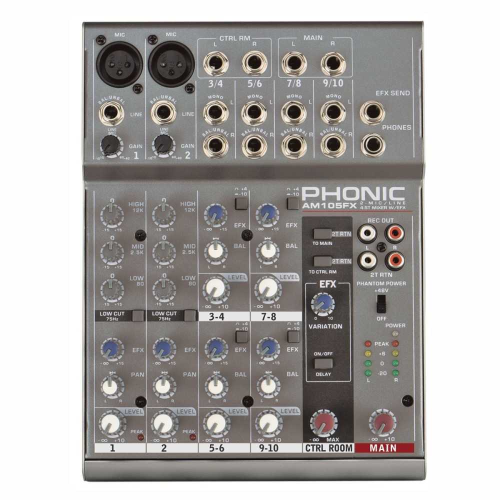 Mixer de 10 Canales Phonic AM105FX Con Phantom Power