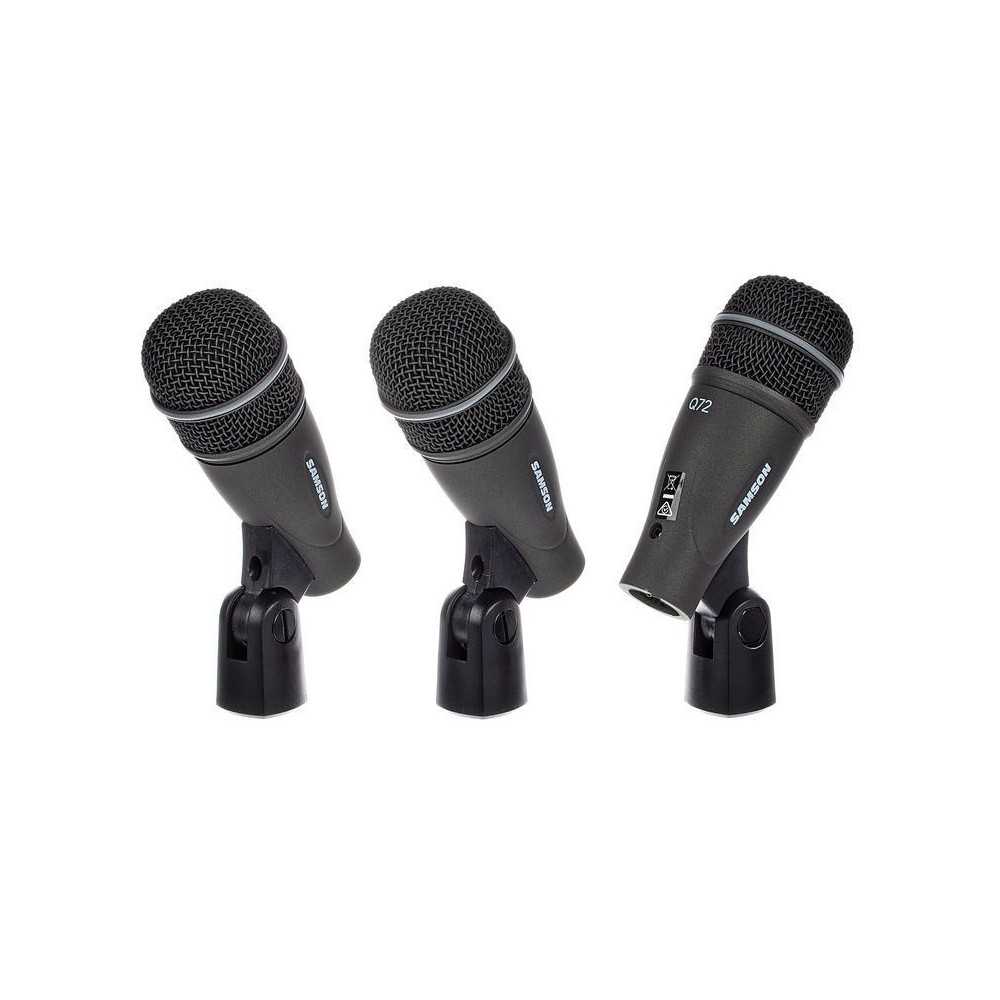 Set 3 Microfono Samson Para bateria 3 Q72 Tom + Soportes Estuche DK703