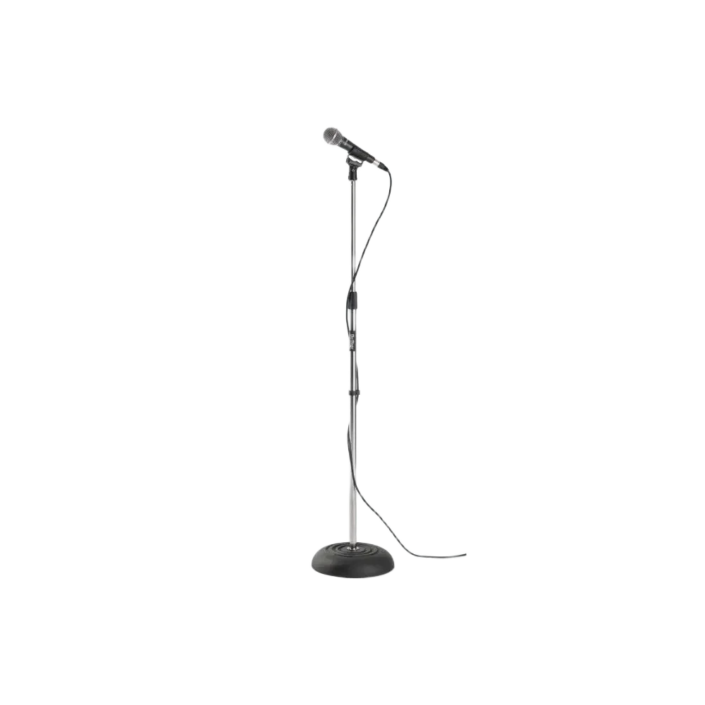 Soporte de micrófono recto con base redonda On Stage MS7201 Cromado