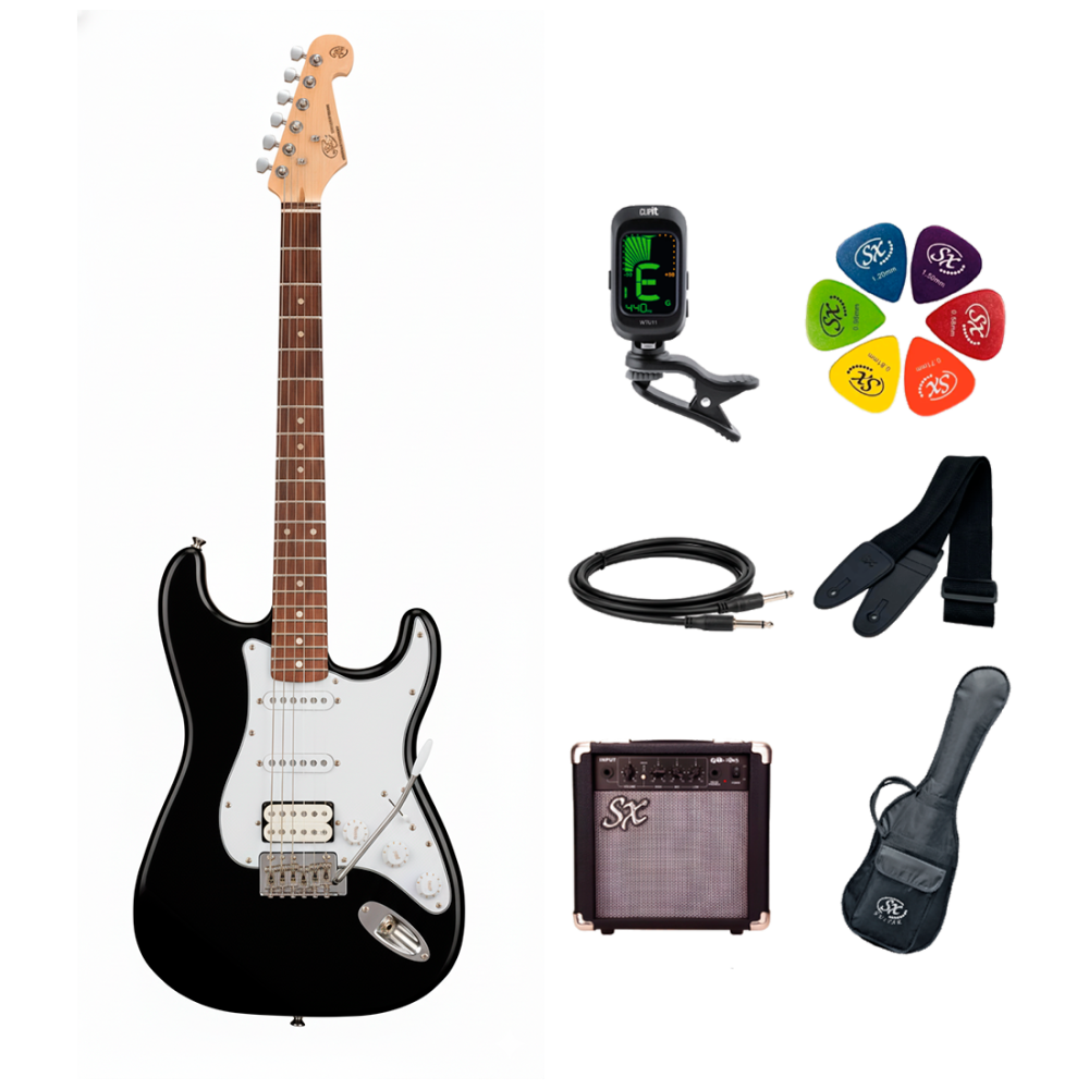 Pack Guitarra Electrica con Amplificador SX SE1HSS-SK-BK