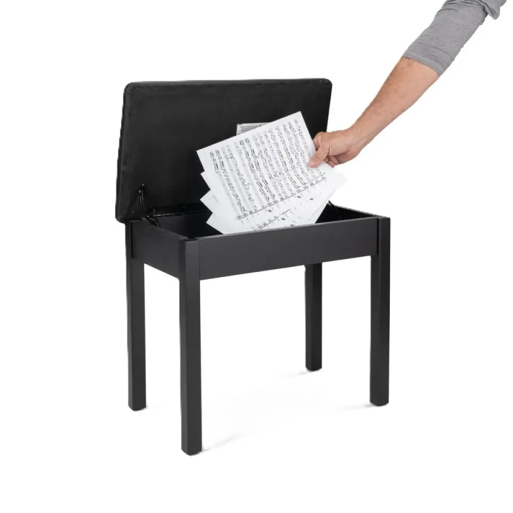 Taburete para piano o teclado On Stage KB8902B banqueta madera con Tapa