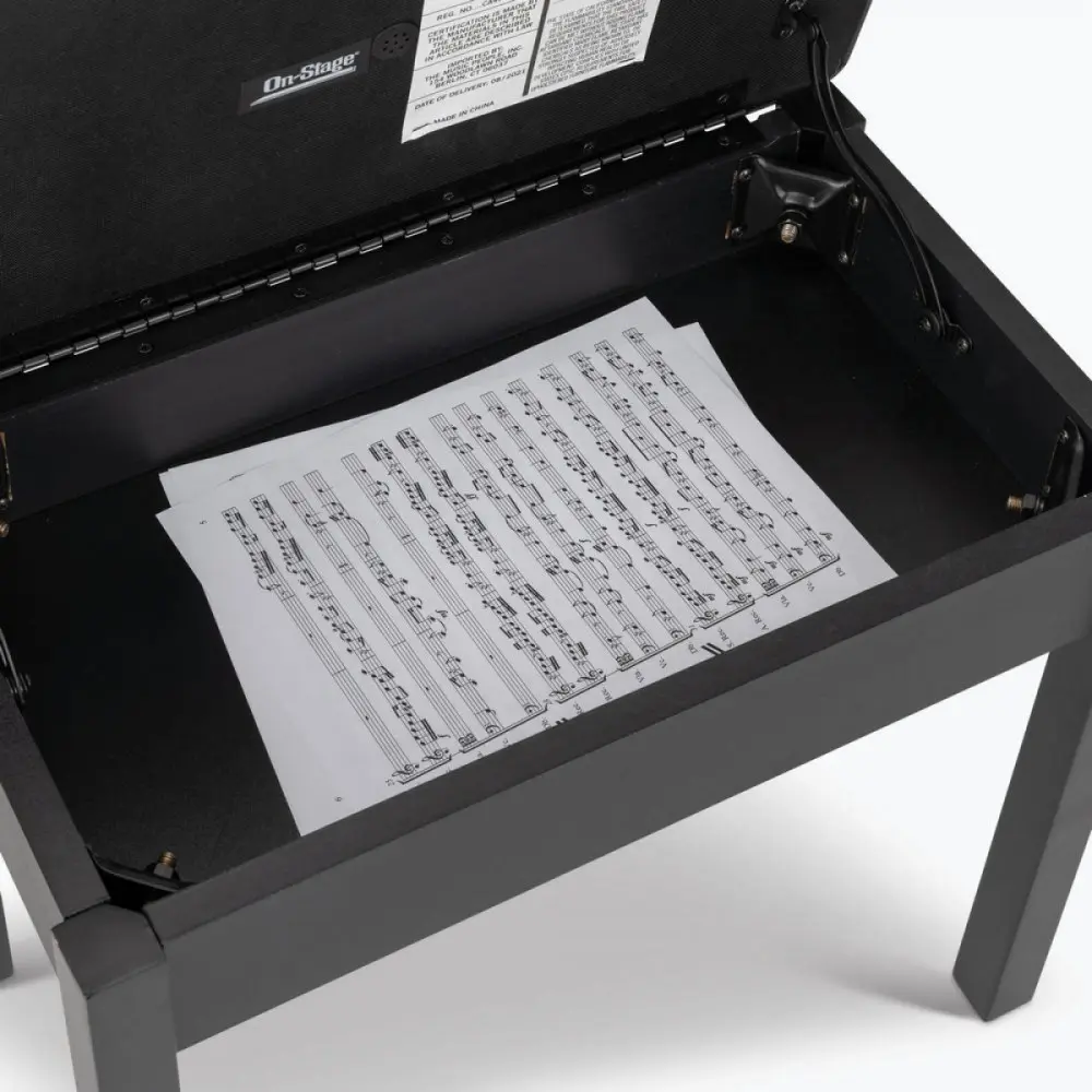 Taburete para piano o teclado On Stage KB8902B banqueta madera con Tapa