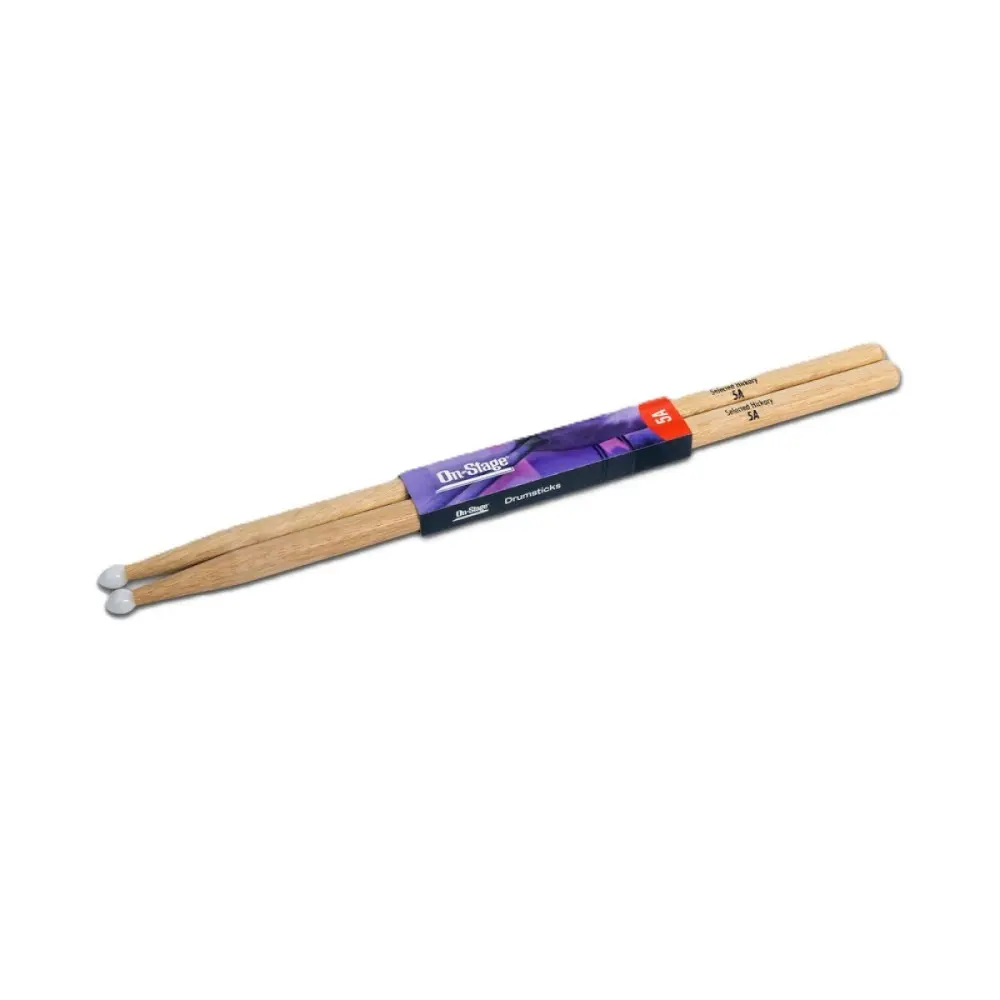 Pack X 12 Pares De Palillos para bateria 5A Hickory Punta de Nylon On Stage HN5A