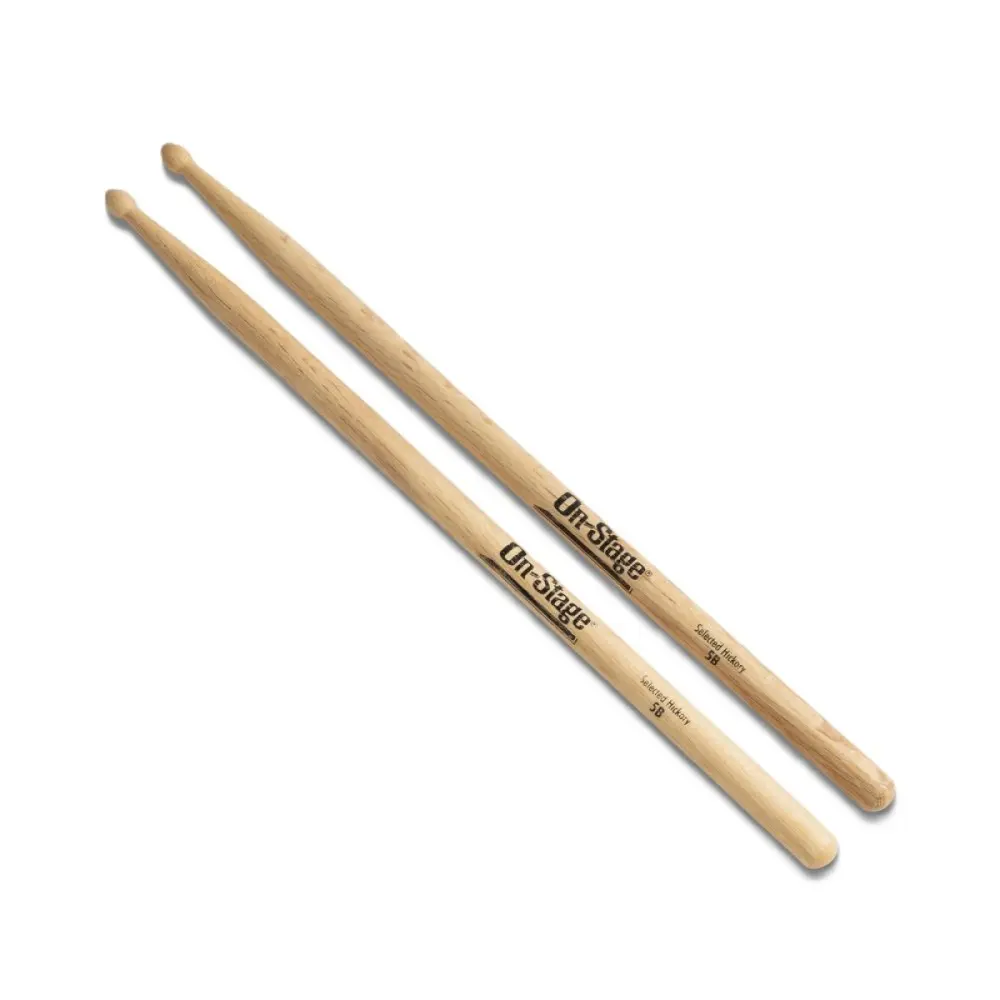 Pack X 12 Pares De Palillos para bateria 5B Hickory Punta de Madera On Stage HW5B
