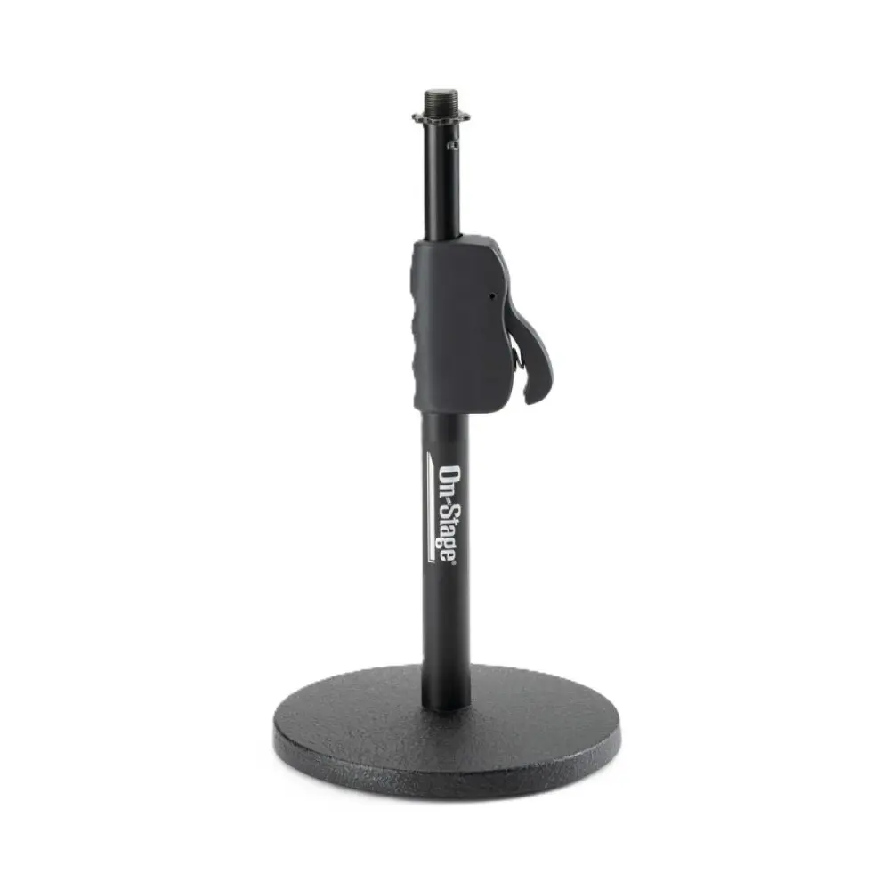 Soporte de Micrófono para Escritorio con Ajuste Rápido On Stage DS7200QRB base redonda