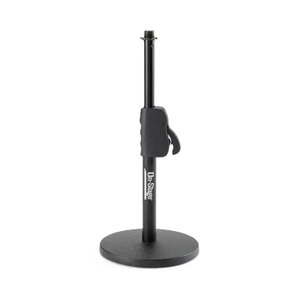 Soporte de Micrófono para Escritorio con Ajuste Rápido On Stage DS7200QRB base redonda