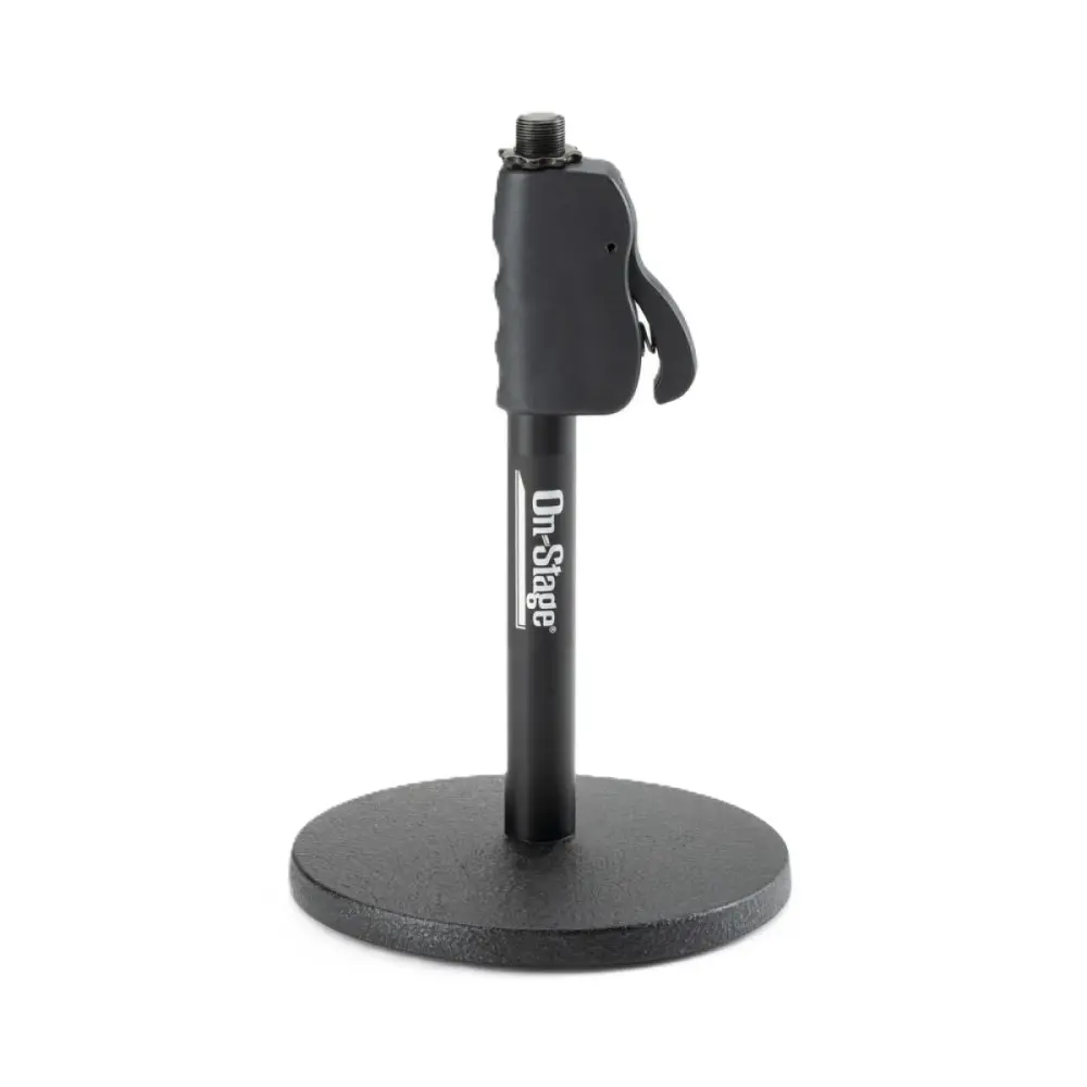 Soporte de Micrófono para Escritorio con Ajuste Rápido On Stage DS7200QRB base redonda