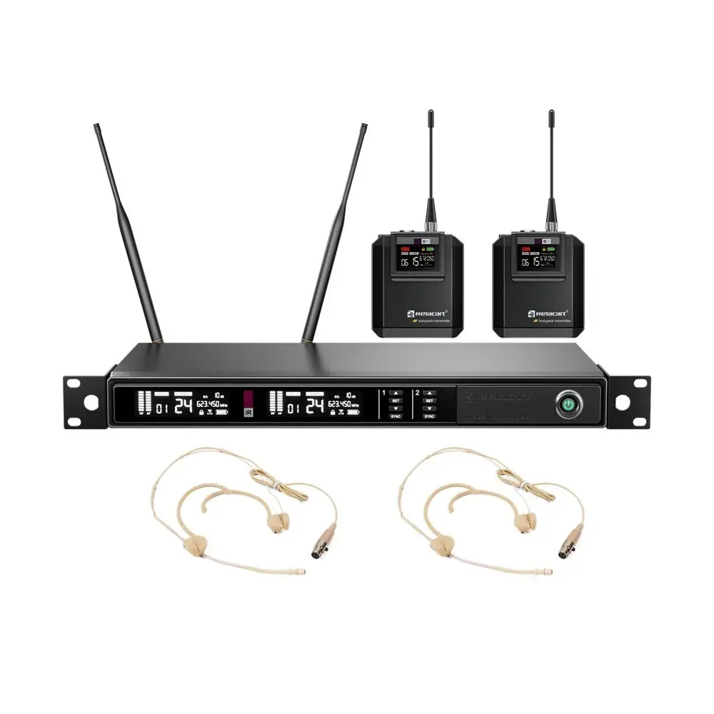 Sistema Inalambrico Relacart Dual True Diversity con Microfonos Vinchas
