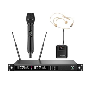 Sistema Inalambrico Relacart Dual True Diversity Microfonos Mano Vincha