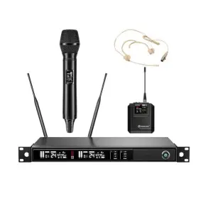 Sistema Inalambrico Relacart Dual True Diversity Microfonos Mano Vincha