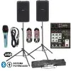 Combo Bafles Potenciados + Mixer Usb Bluetooth + Accesorios