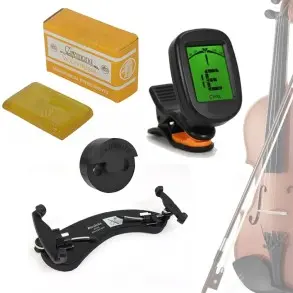 Pack Violin Soporte Hombrera Afinador Sordina Resonda Resina Natural