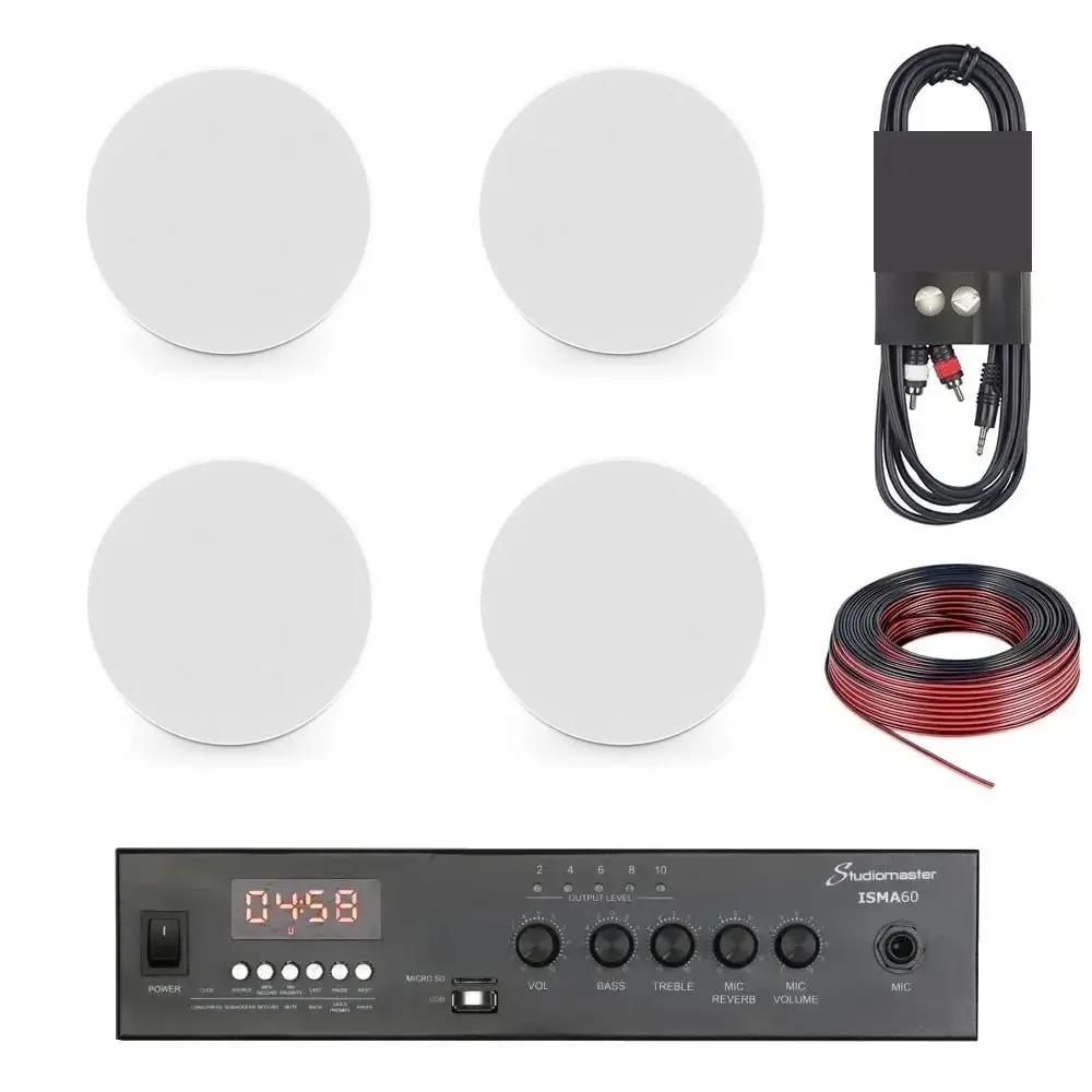 Pack Parlantes LD 6" + Potencia Bluetooth + Rollo Cable