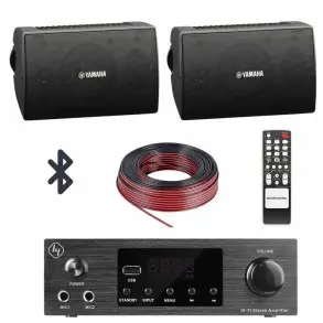 Pack Musica Parlantes Pared 4" Amplificador Bluetooth Rollo Cable
