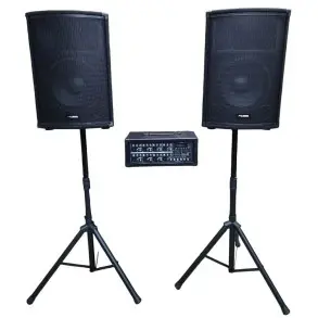 Sistema De Sonido Completo Potencia Bafles 12" Accesorios Ross Pa PW-3012A-8F