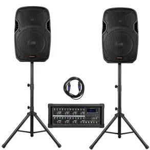 Sistema De Sonido Completo Potencia Bafles 15" Accesorios Ross Pa PP-2915-8F