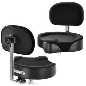 Banqueta De Batería Donner EC6642 Asiento Tipo Moto Con Respaldo Desmontable
