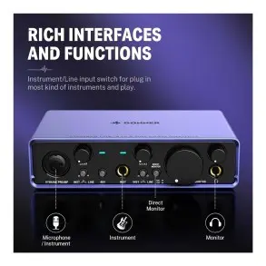 Interfaz De Audio 2 Canales Donner EC1345 Livejack 2x2