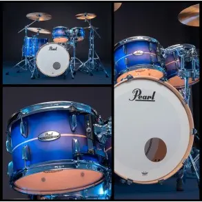 Bateria Pearl Professional Series 4 Cuerpos Bombo 22 Color Royal Blue Burst