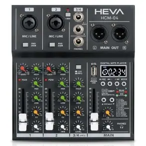 Mixer 4 Canales Heva Pro Audio HCM04
