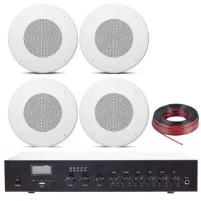 Kit Musica Funcional Parlantes Techo Jbl 8" Amplificador Cables Bluetooth