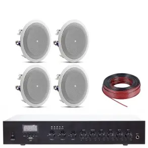 Pack Sonido Local Comercial Parlantes de Techo JBL 4" 8124 y Potencia Bluetooth