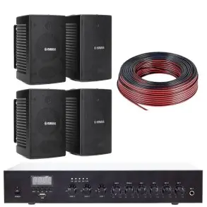 Kit Musica Funcional Parlantes Yamaha VS4 Potencia Sonido Restaurante y Cables