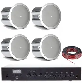 Pack JBL 4 Parlantes JBL Control 14 Techo 4"+ Potencia + Cable