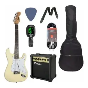 Pack Guitarra Eléctrica Leonard Color Marfil Con Accesorios LE362-PACK-S
