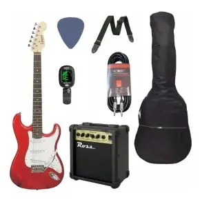 Pack Guitarra Eléctrica Leonard Roja Con Accesorios LE362-PACK-R