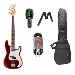 Bajo Eléctrico Leonard Precision 4 Cuerdas Rojo + Accesorios
