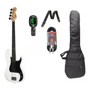 Bajo Eléctrico Leonard Precision 4 Cuerdas Blanco + Accesorios