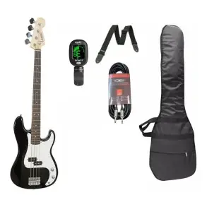 Bajo Eléctrico Leonard Precision 4 Cuerdas Negro + Accesorios