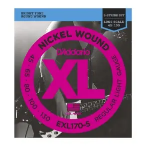 Encordado p/bajo eléctrico EXL170-5, 5 cuerdas, blandas, 045-130, escala larga