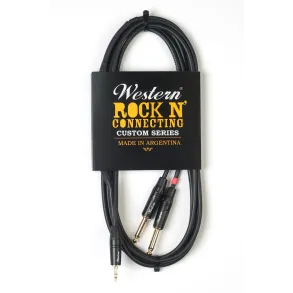 Cable Western en Y. Mini Plug stereo 3.5mm - Dos Plug Mono 1/4 1,5 mts MINI2P15