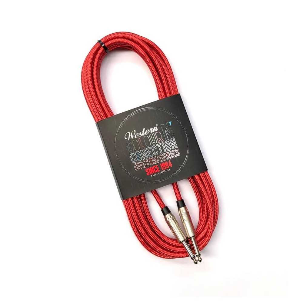 Cable Western Plug Plug Recto Ficha Plateada 6 metros Color: Rojo MPRTX60