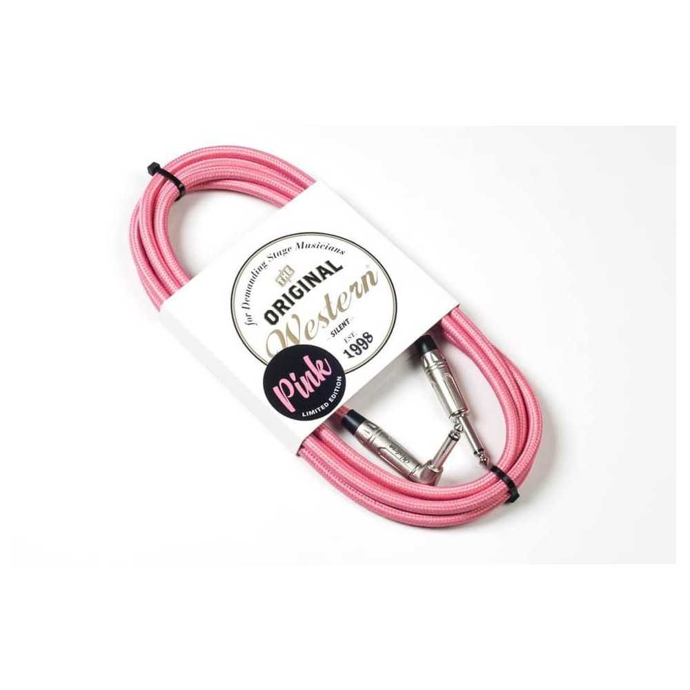 Cable Western Plug Tela Mono Recto a Angular 90º 3 metros Color: Rosado PINKPL30