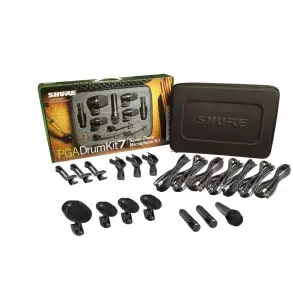 Kit Shure de 7 Mic p/Bateria 3 Clamps + 3 Pipetas + 5 XLR + Estuche PGADRUMKIT7