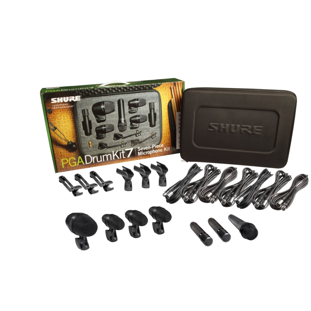 Kit Shure de 7 Mic p/Bateria 3 Clamps + 3 Pipetas + 5 XLR + Estuche PGADRUMKIT7