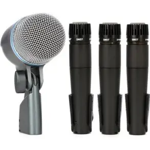 Kit Shure de 4 Microfonos para Bateria 3 Clamps + 3 xlr + Estuche DMK57-52