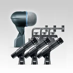 Kit Shure de 4 Microfonos para Bateria 3 Clamps + 3 xlr + Estuche DMK57-52
