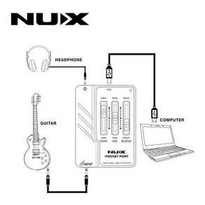 Interfaz de audio Nux 1 Ch Mono-2 Ch Stereo Plug-USB POCKET PORT