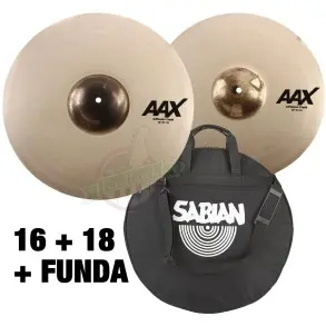 Set de Platillos Sabian AAX X-PLOSION Crash 16" Y Crash 18" con funda de platillo de regalo