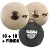 Set de Platillos Sabian AAX X-PLOSION Crash 16" Y Crash 18" con funda de platillo de regalo