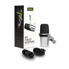 Micrófono Shure MV7 Dinámico Podcast/Radio USB / XLR Plateado