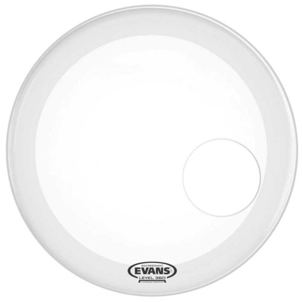 Parche Evans 22" Eq3 Blanco Brilloso Capa Simple con Agujero BD22RSW