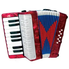Acordeón Para Niños J. Meister Color Rojo De 17 Teclas y 8 Bajos
