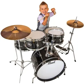 Bateria Pearl para Niño Roadshow Junior 5 Cuerpos Fierros + Platillos Color Negro