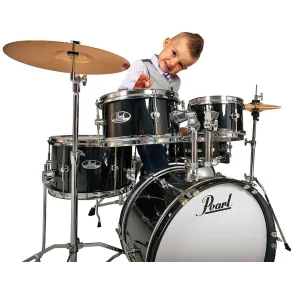 Bateria Pearl para Niño Roadshow Junior 5 Cuerpos Fierros + Platillos Color Negro