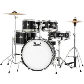 Bateria Pearl para Niño Roadshow Junior 5 Cuerpos Fierros + Platillos Color Negro